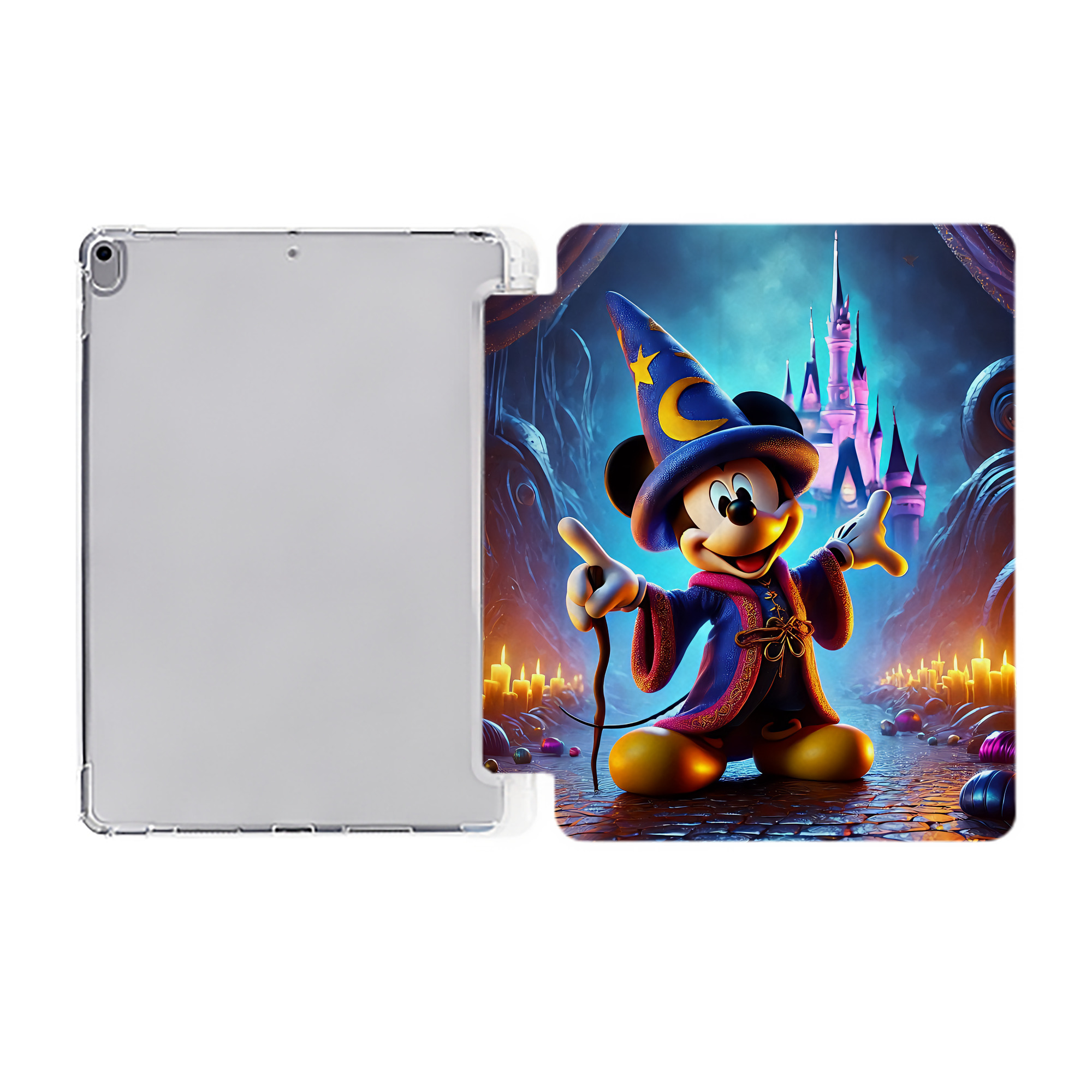 （画像用） ミッキーマウス Mickey Mouse IPad ケース ペン収納付き 三つ折りスタンド PUレザー×シリコン 対応機種9.5/10.5/10.9インチ